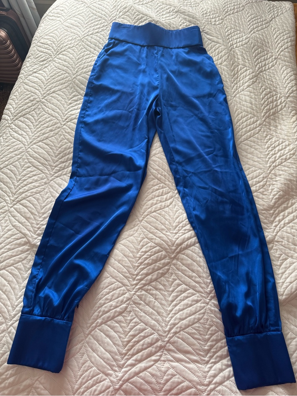 AKIRA Royal Blue Satin Jogger Pants